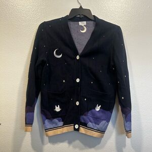 Leikya Space Buns Cardigan with embroidered moons and bunnies Small